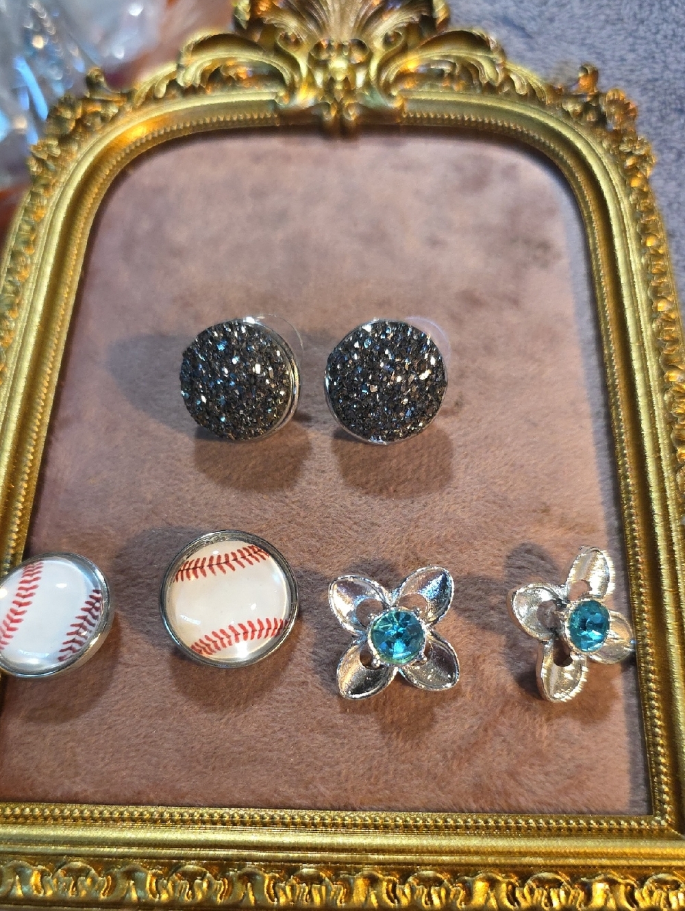 Vintage Ginger Snaps Stud Earrings With 3 Pairs Of Interchangable Snaps
